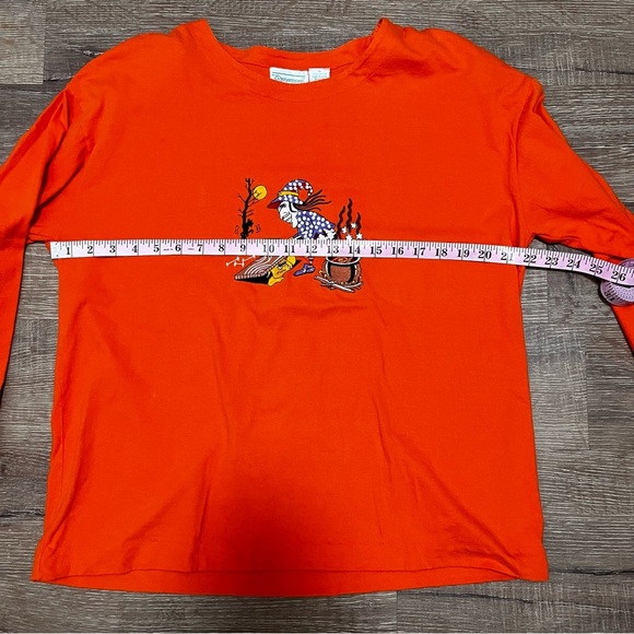 VINTAGE Shenanigans Embroidered Long Sleeve Cotton Halloween Shirt Size medium - Picture 10 of 12